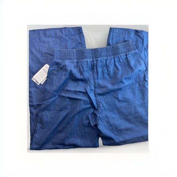 Michael Michael Kors Denim Drawstring Waist & Wide leg Chambray Pants, Sz Med - Picture 6 of 7